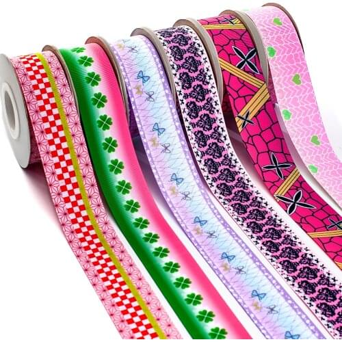 Kimetsu No Yaiba Grosgrain Ribbon 10yards Japanese Cartoon Printed Grosgrain Ribbon