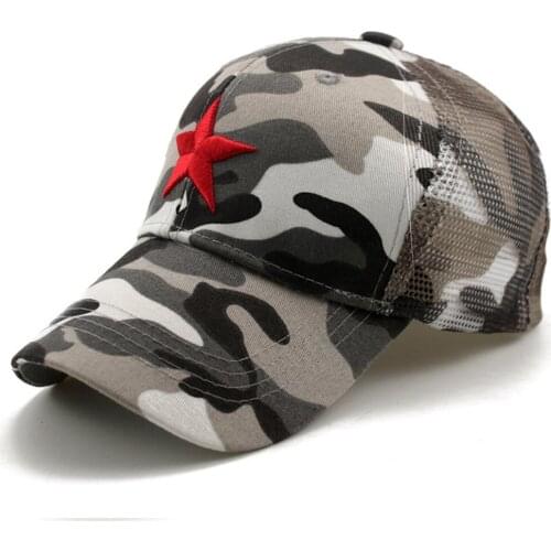 Fashion Army Caps Red Five-pointed Star Embroidery Camouflage Baseball Caps Summer Outdoor Military Sports Caps Tactical Hats