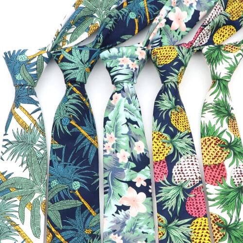 Mens Floral Cotton Neck Ties for Man Casual Slim Summer Tie Gravata Slim Skinny Wedding Party Casual Holiday Flower Neckties