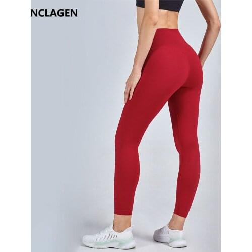 NCLAGEN Yoga Pants High Waist Peach Hip Elastic Sports Leggingswomen Fitness Tights Naked-feel Fabric Squat Proof GYM Capris