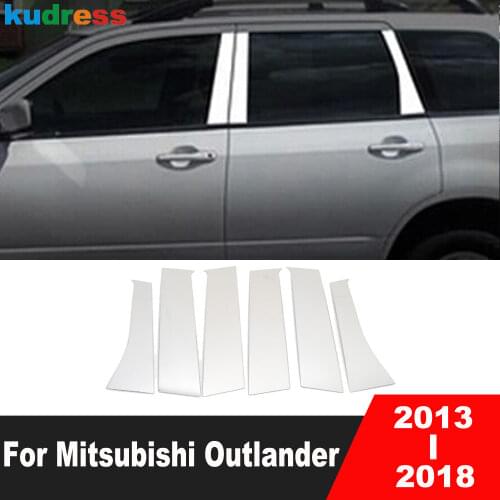 For Mitsubishi Outlander 2013 2014 2015 2016 2017 2018 Stainless Steel Window Trim Cover Center B+C Pillars Car Accessories
