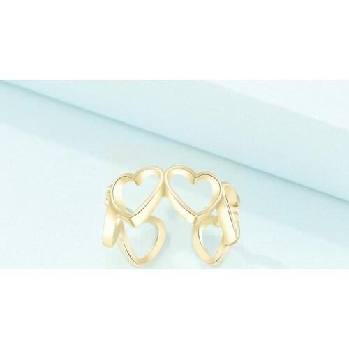 Hollowed-out Heart Shape Adjustable Open Ring Hot Sale Rings For Women Silver Color Jewelry Party Gold Gift W0P4