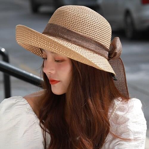 2021 Bucket Hat New Dome Summer Sun Visor Hats For Women Fashion Straw Hat Elegant Ladies Wide Brim Holiday Beach Hat Кепки