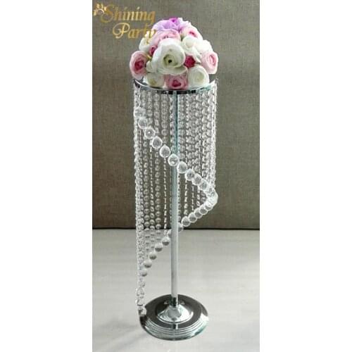 Rotated 70cm Tall Crystal Table Centerpiece Silver flower stand candle holder Wedding Party Decoration