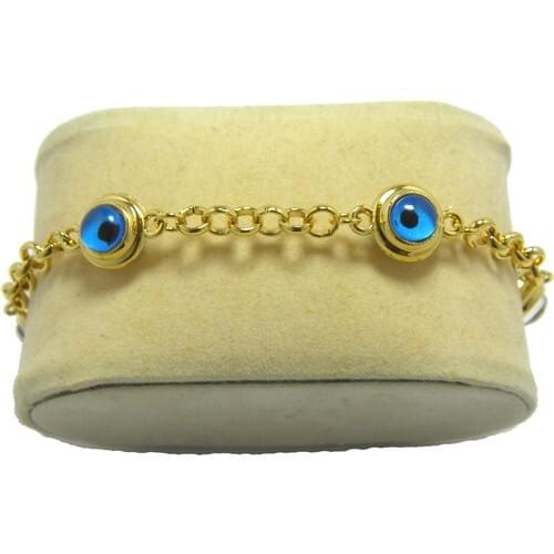 Bijuta Gold Plated Evil Eye Chain Bracelet Medium Size 22 Set