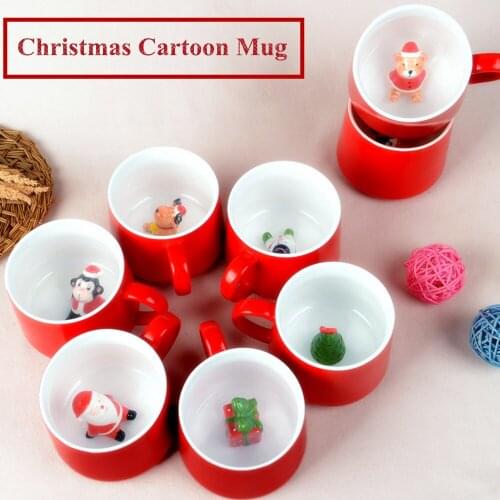 Promotional Christmas mug coffee milk cartoon snowman santa claus 3d animal style coffee cups Gifts coffee mug for friend family