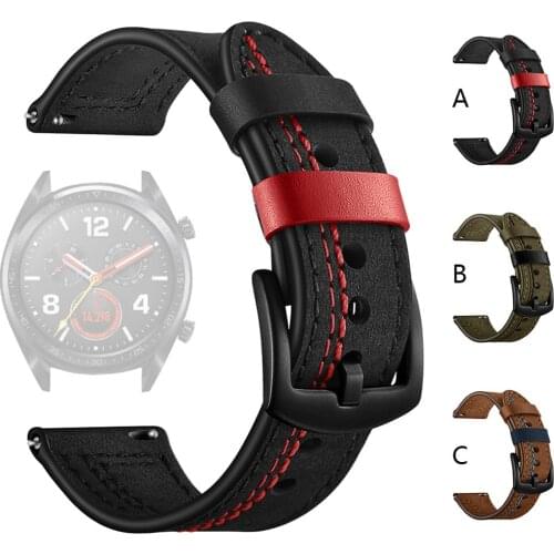 2021 New Leather Watch Strap for Samsung Galaxy Watch Active 2 Genuine Leather Band for Amazfit GTR GTS Correa Huawei Watch GT 2