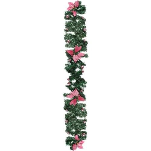 2.7 M Christmas Rattan Garland Decorative Green Christmas Garland Artificial Xmas Tree Rattan Banner Decoration Simple All-match