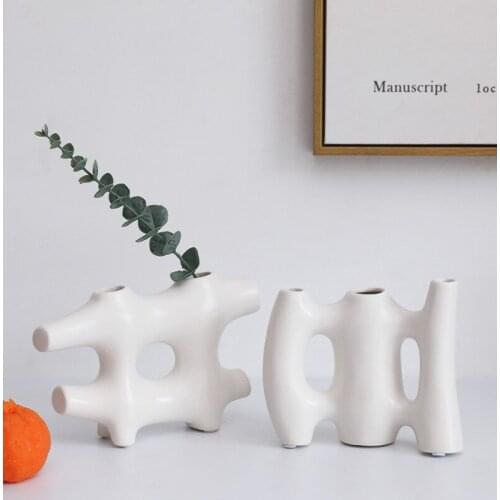 Nordic Modern Art Ceramic Vase Fence Shape Decoration Home Restaurant Cafe Home Decoration Flower Vases for Homes
