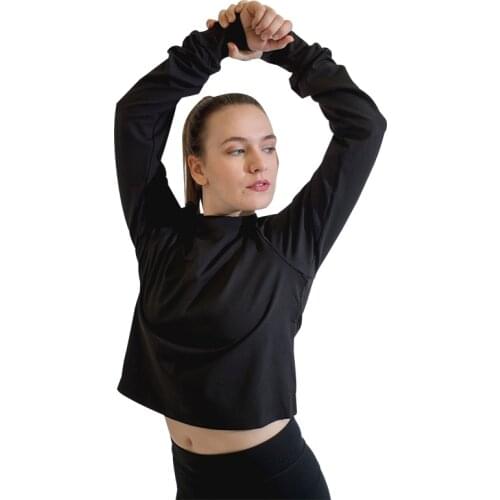 Long Sleeve Cropped Hip Pop Dance Tshirt Girls Dance Tops Loose Style Long Sleeve Crop Top Adult Girls Microfiber Dance Tops