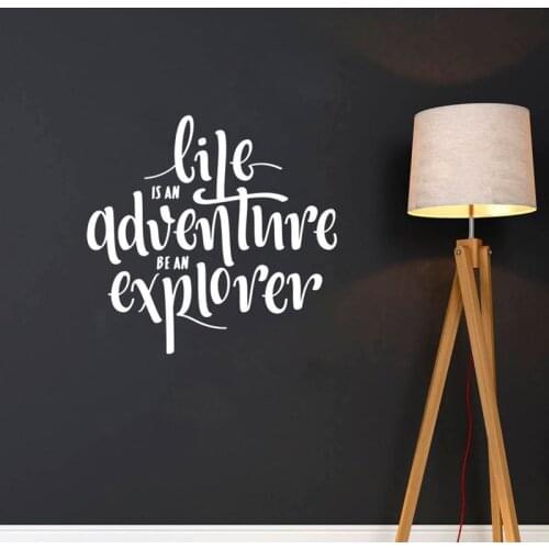 Life is an Adventure Be an Explorer Vinyl Wall Sticker waterproof Lettering Wall Decal Decor for Home Removable Sticker HY1357