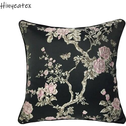 Free Shipping Luxurious Black Light Pink Tree Leaves Woven Pipping Cushion Cover Decorative Throw Pillow Case 45x45cm 1pc/lot