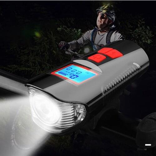 Waterproof Cycling Light LED Bicycle Lighting USB Horn Bike Accessories Speedometer Headlight Odometer Bike Light For All Bike