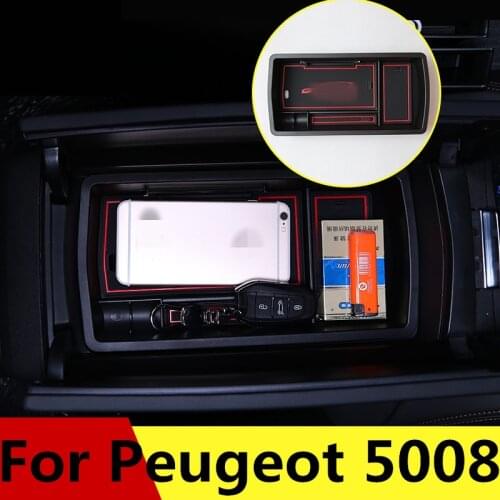 Car armrest box storage box central storage compartment compartment storage box Auto Accessories For Peugeot 5008 2017-2019