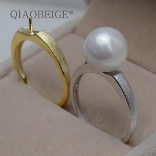QIAOBEIGE 100% Real 925 Sterling Silver Rings for Women Simple 2019 Classic pearl mounted Ring Fashion Female Wholesale Jewelry