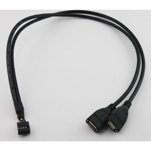 1pc Motherboard Female 10 Pin 0.1" Header to Dual 2x USB 2.0 A Female Adapter Spliter Cable 50cm 1.5Ft