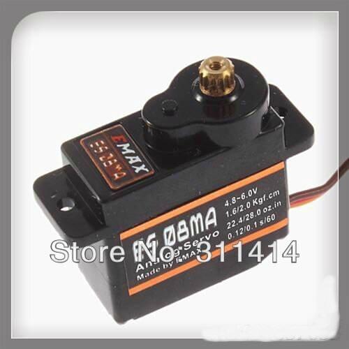 10pcs/lot EMAX 12g/ 1.8kg Mini Metal Gear Servo High-speed ES08MA MG90 9G Size For 450 RC Helicopter/ Airplane Wholesale