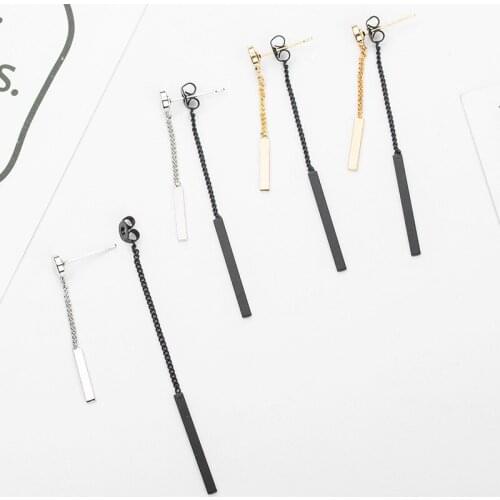 12 Pairs/Lot New Drop Earrings Jewelry For Women Alloy Chain Tassel Asymmetry Long Bar Gold Color Dangle Earring Jewelry Gift