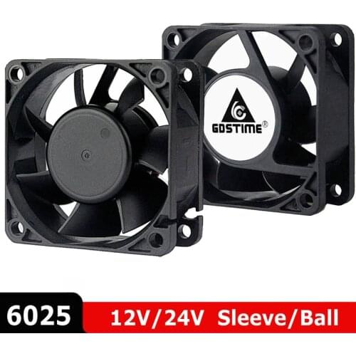 2Pcs Gdstime 60mm 6025 DC 12V 24V 2Pin 60x60x25mm 6cm Ball Bearing Brushless DC Cooling Cooler Fan for Computer PC Case