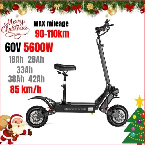 60V5600W Electric Scooter Adults 11 Inch Fat Tire Foldable Cross Country High speed Dual Drive Motor E Scooter