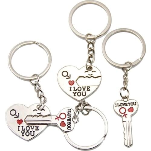 Lots Styles 1 Pair Couple I LOVE YOU Letter Keychain Heart Key Ring Lovers Love Key Chain Souvenirs Valentines Day Jewelry