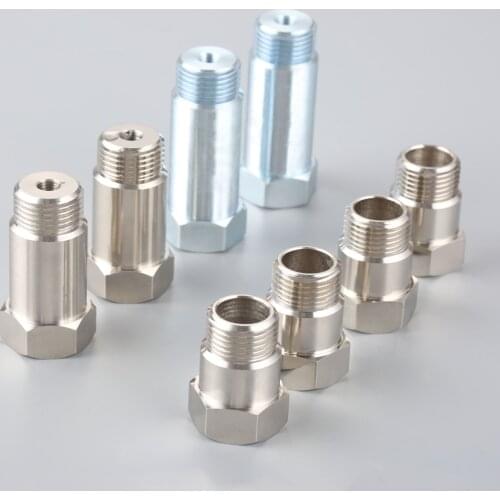 6Pcs Exhaust Gas Oxygen Sensor Test Pipe Extender Adapter Extension Spacer Bung Straight M18x1.5mm Thread, Length 32mm+45mm+55mm