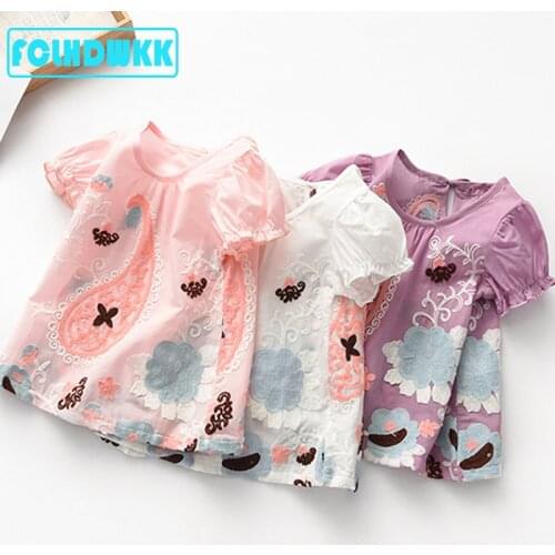 FCLHDWKK Summer Girls Dress Kids Flower Dresses Children Embroidered Vestidos 2019 Girls Dresses Summer Kids Dress For Girl