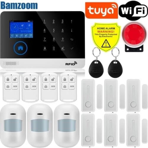 Tuya Wifi Gsm Home Burglar Security Alarm System 433MHz Apps Control LCD Touch Keyboard 11 Languages Wireless Alarm Kit