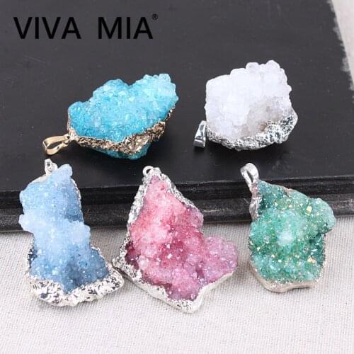 Druzy Jewelry Made Of Natural Stone Pendulum Pendants Crystal Pendant Gold Plating Natural Gem Stone Necklace