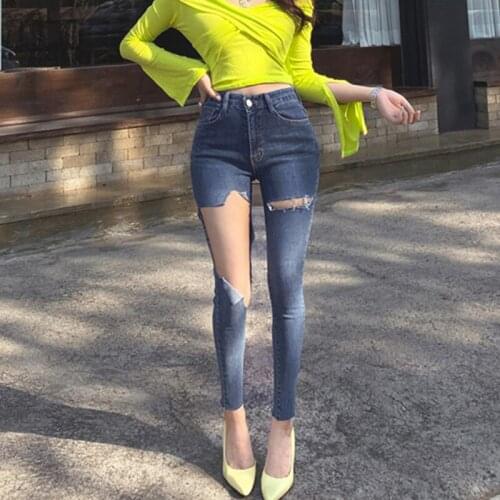 2020 Harem Pants Vintage High Waist Jeans Womens Jeans Full Length Mom Jeans Holes Cowboy Denim Pants Sexy Chic Skinny Pants