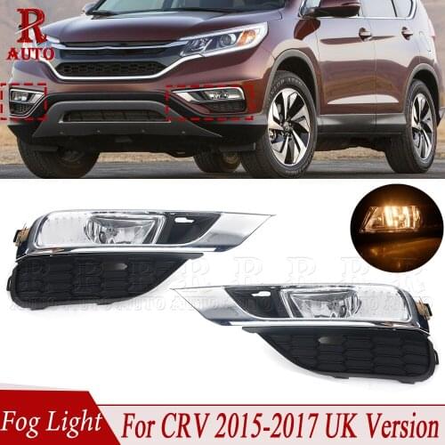 R-AUTO For Honda CRV Type UK 2015 2016 2017 1Set Fog Lights Bumper Driving Lamps Cover Grilles Wiring Kit Switch With Bulb