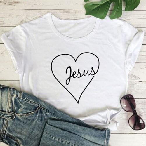 Tshirt Women Graphic Print T Shirts Heart Print T-shirt Vintage Christian Valentine Gift Tshirt Camiseta Mujer