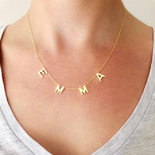 Personalized 1-8 Letters Necklace Women Alphabet Jewelry Customized Stainless Steel Letters Name Necklace Birthday Gift For Her