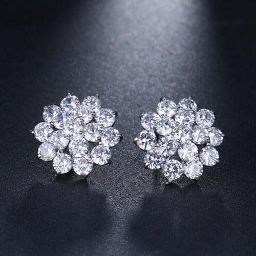 KSRA Luxury Shiny Floral Zircon Earrings For Women Minimalist Wedding Bride Bridesmaid Jewelry Earrings Prom Party Accessories