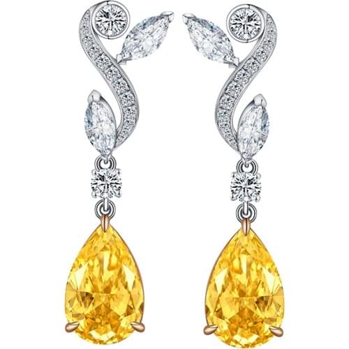 2021 Hot 18K Gold Jewelry 6.0ct/2p 12.5*8mm Simulated Diamond Drop Earrings Wholesale Price Factory Direct Sale