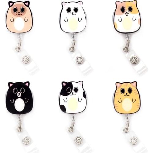Cute Shy Kitty Cat Retractable Badge Holder Reel Exhibition Enfermera Student Boy Name Card Girl Use Chest Card