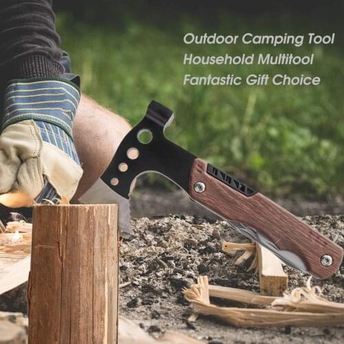 Mini Axe Multifunctional Tools Outdoor Camping Survival Gear Hammer Hatchet nail puller hex wrench knife screwdriver Hand Tools