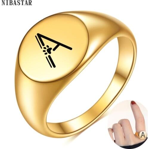 NIBASTAR Engrave Letter Cute Foot Ring For Women Men Fashion Simple Charm Alphabet A-Z Gold Color Rings Party Accessory Jewelry