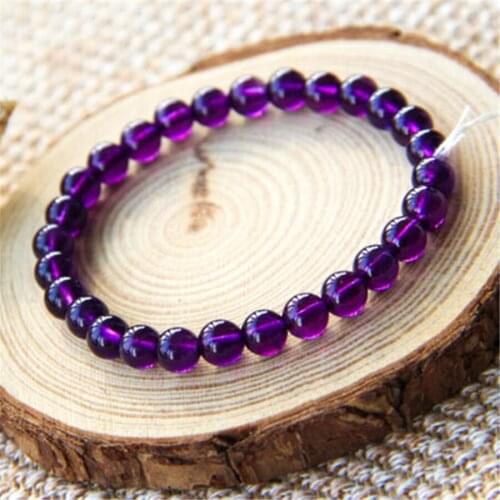Wholesale 6mm Genuine Natural Purple Quartz Crystal Transparent Clear Round Beads Stretch Charm Bracelets Fashion Women Crystal