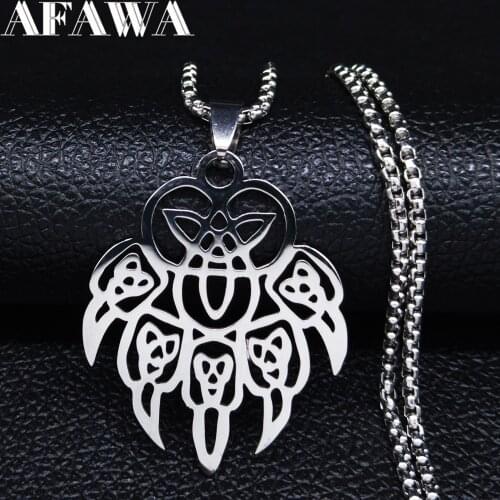 Viking Wolf Claw Necklace for Women Silver Color Harajuku Stainless Steel Statement Necklace Jewelry colares feminino N3080S01