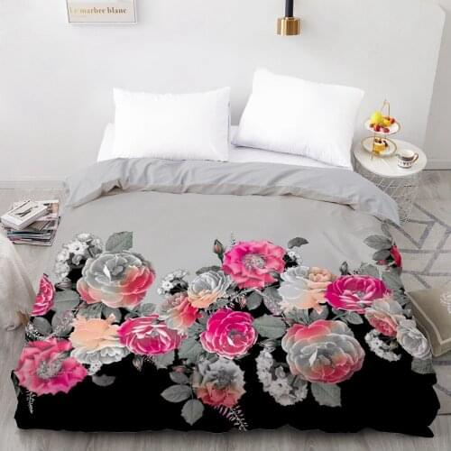 3D Duvet Cover Custom 200X200 220x240 Comforter/Quilt/Blanket case Full Queen King Bedding For Gray Floral Drop Ship