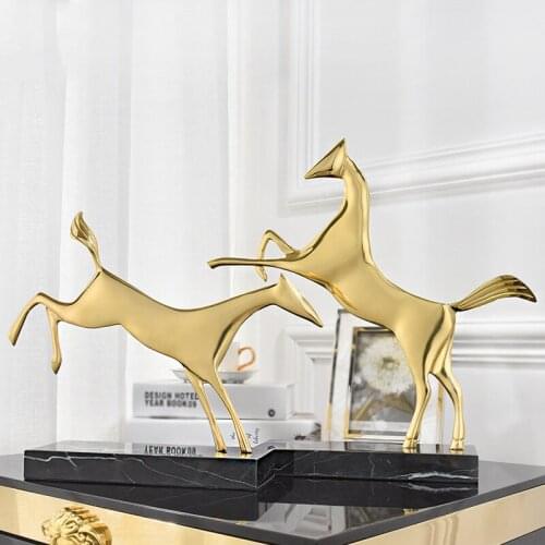 MODERN ABSTRACT METAL DOG FIGURINES DESKTOP HOME DECOR ACCESSORIES LIVING ROOM HOTEL OFFICE BLACK MARBLE SCULPTURE WEDDING GIFT