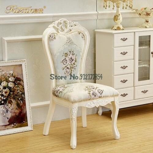 European-style chair home backrest simple solid wood desk chair nail makeup chair stool net red European-style dining chair