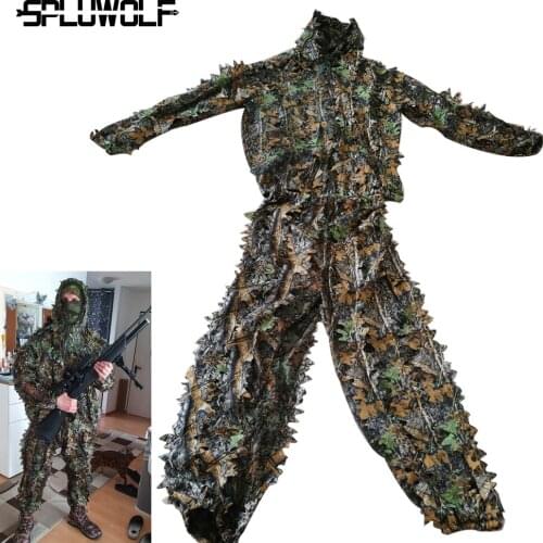 Outdoor Ghillie Suit Camouflage Clothes Jungle 3D Hunting Hides The leaves For Cover