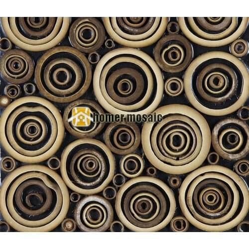 Special unique design round natural bamboo art mosaic tiles bamboo panel beautiful gougers art mosaic tiles