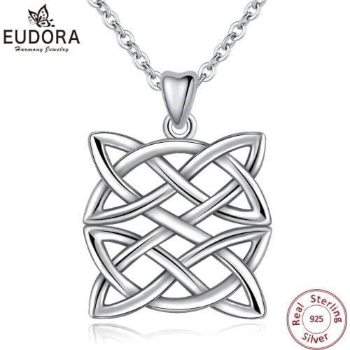 EUDORA 925 Sterling Silver Celtics Knot Vintage Pendant Necklace For Men Anniversary Gifts Sterling Silver Fine Jewelry CYD233