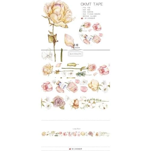Vintage Warm Rose Washi Tapes Bullet Journal Masking Tape Adhesive Tape DIY Scrapbooking Washi Stickers
