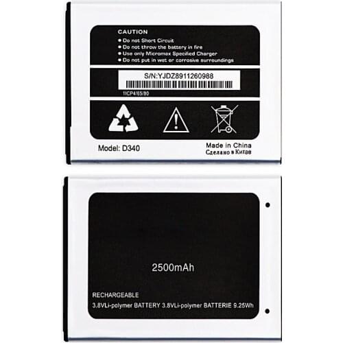 High quality Replacement batteries For Micromax D340 Battery 2500mAh Smartphone batteries