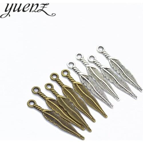 YuenZ 50pcs 2 color Tibetan Silver Plated Pendant Antique wing Charms Jewelry Making DIY Handmade Craft 28*5mm D423