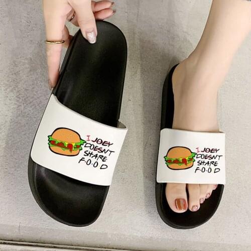 Hamburger Pizza Printed Women Shoes Ulzzang Harajuku Comfort Casual slippers Summer women sandals zapatillas mujer